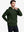 Half-body front shot highlighting Dark Green Heather pullover’s cozy fleece texture and relaxed fit