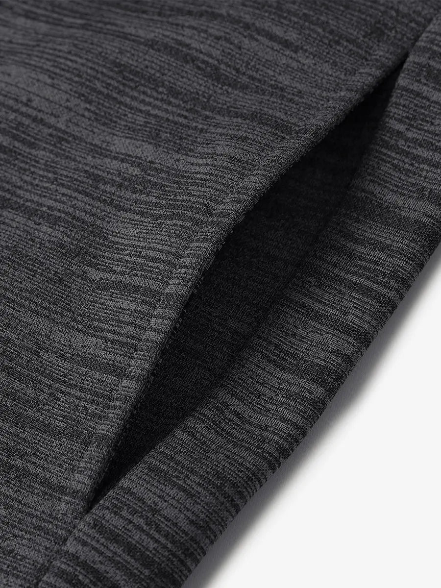 Right pocket close-up revealing stitching and fleece feel on DARK GREY HEATHER Soft Heather Hoodie