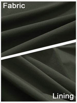 Close-up texture of army green women's stretch a-line golf skort with 7 pockets fabric showing detailed outer and inner lining material.