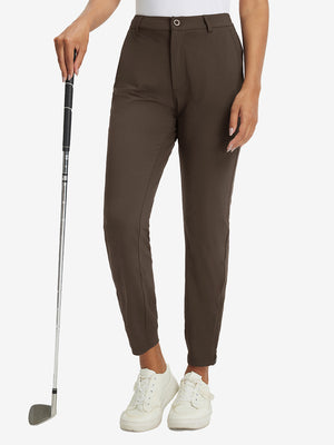 Women's Ultra-stretch Quick Dry Sweatpants with Ankle Zips in coffee brown, 3D product view