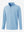 Quarter zip melange pullover in light blue melange, clean 3D front view highlighting modern casual design.