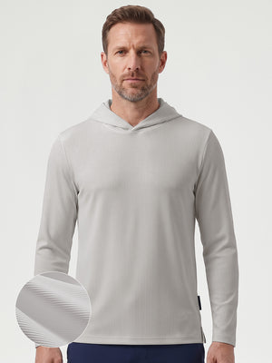Vertical Stripes Ribbed Knit Hoodies Sweatshirt