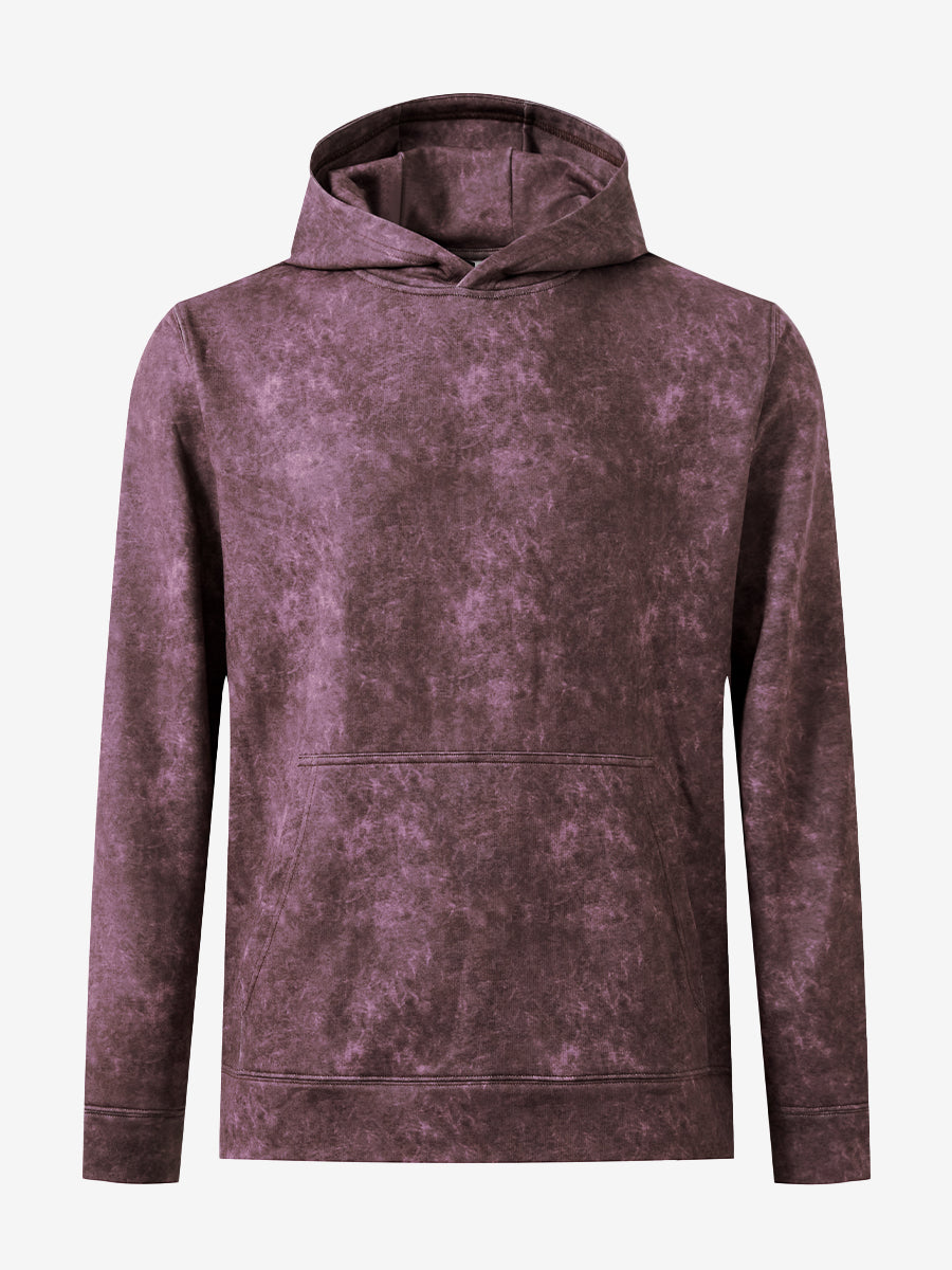 Front 3D view of the exclusive print kangaroo hoodies in purple red, highlighting pattern details.