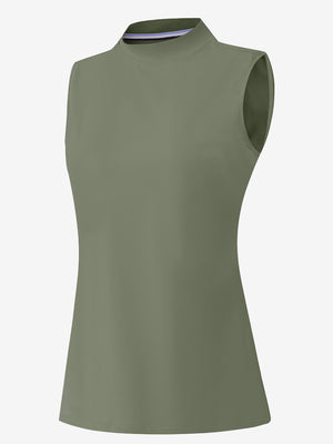 Women's Moisture-Wicking Mock Neck Sleeveless Golf Tops