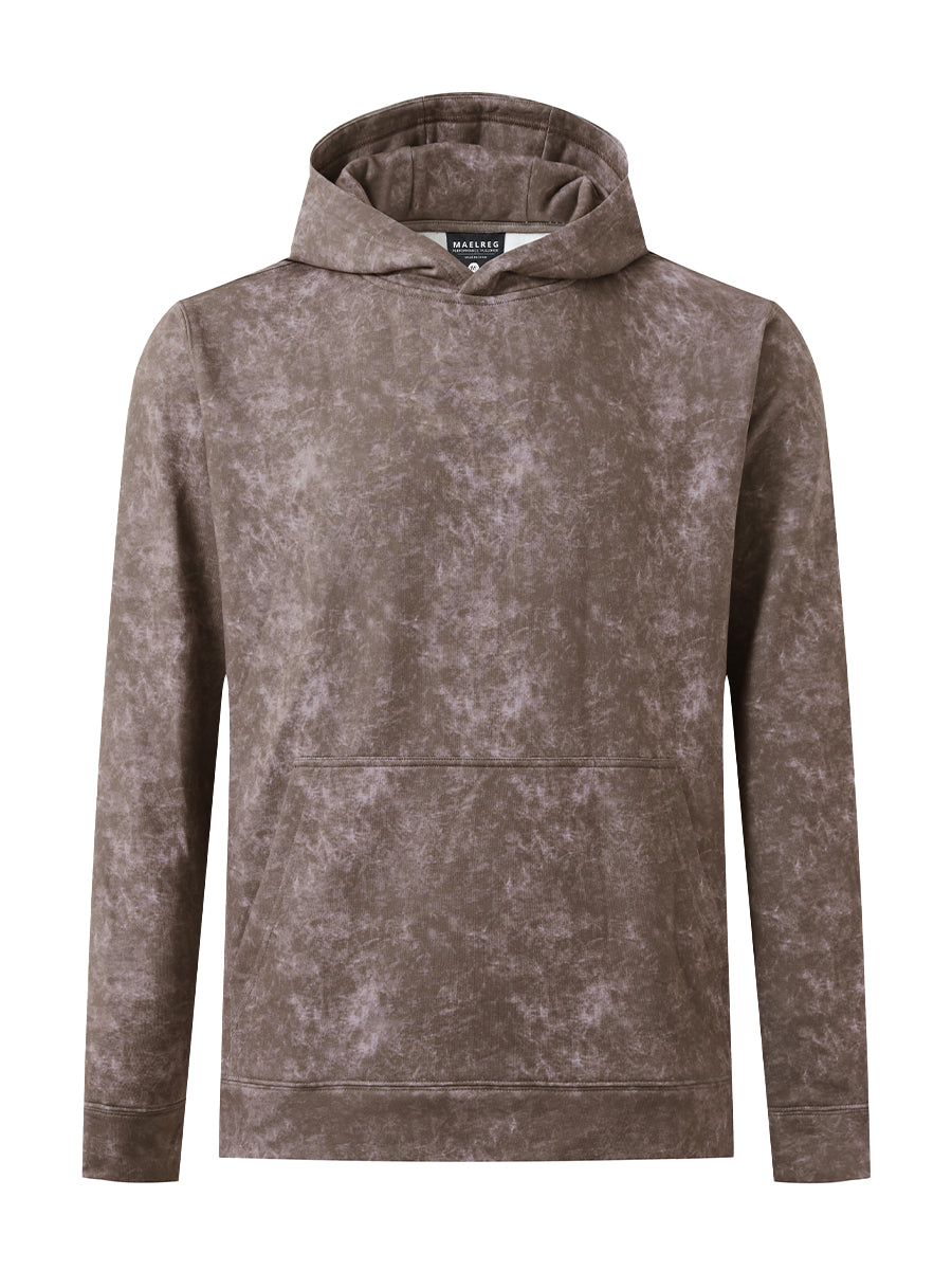 Front 3D view of the exclusive print kangaroo hoodies in grey brown, highlighting pattern details.