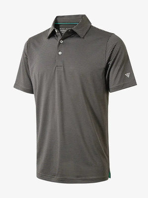 3D view highlighting the Cooling Stripe Golf Shirt’s stripe pattern and design in BLACK STRIPE