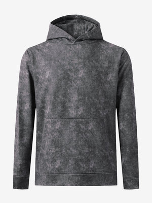 Front 3D view of the exclusive print kangaroo hoodies in grey, highlighting pattern details.