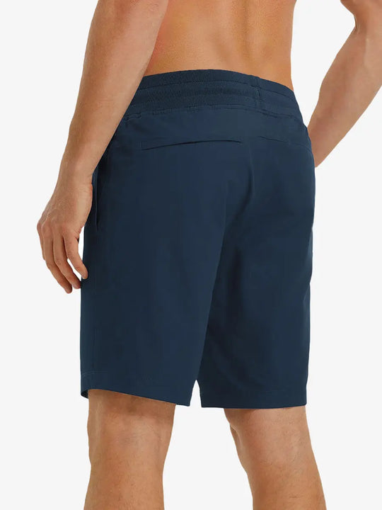 NAVY 7 Inch Performance Active Shorts back view on model