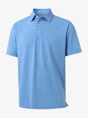 3D render of SKY BLUE/PINK STRIPE Polo showing delicate stripe texture