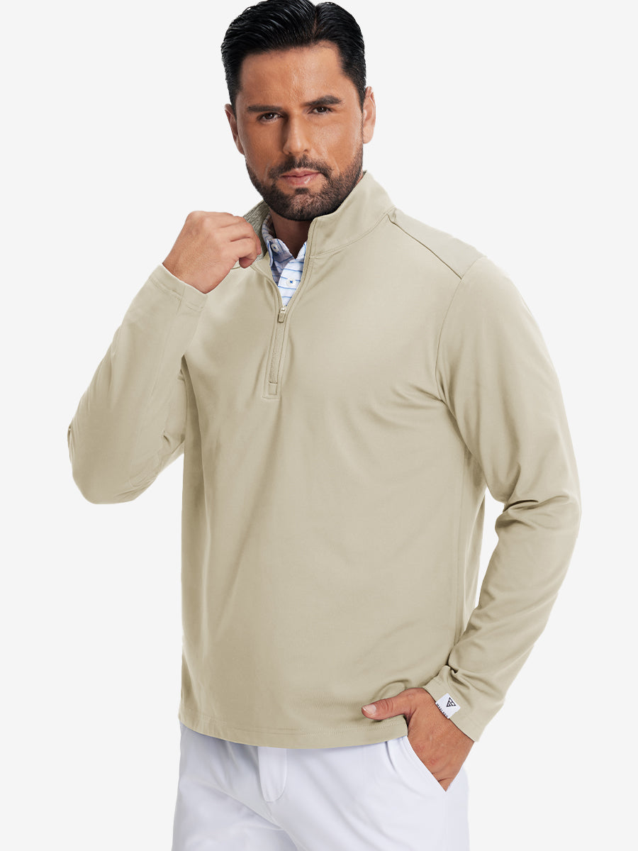 Classic Solid Pocket Fleece Quarter Zip Pullover