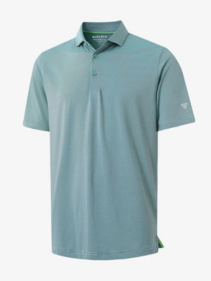 Folded GREEN ASH STRIPE Pinstripe Jersey Performance Polo neatly displayed								
