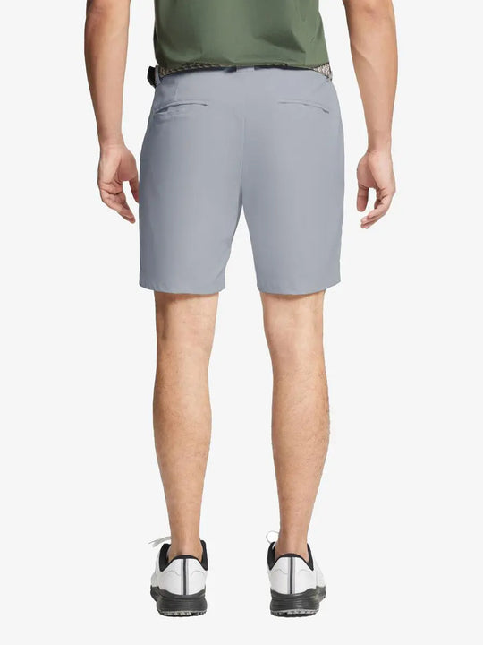 Back view of MAELREG Glacier Grey golf shorts – lightweight and clean design