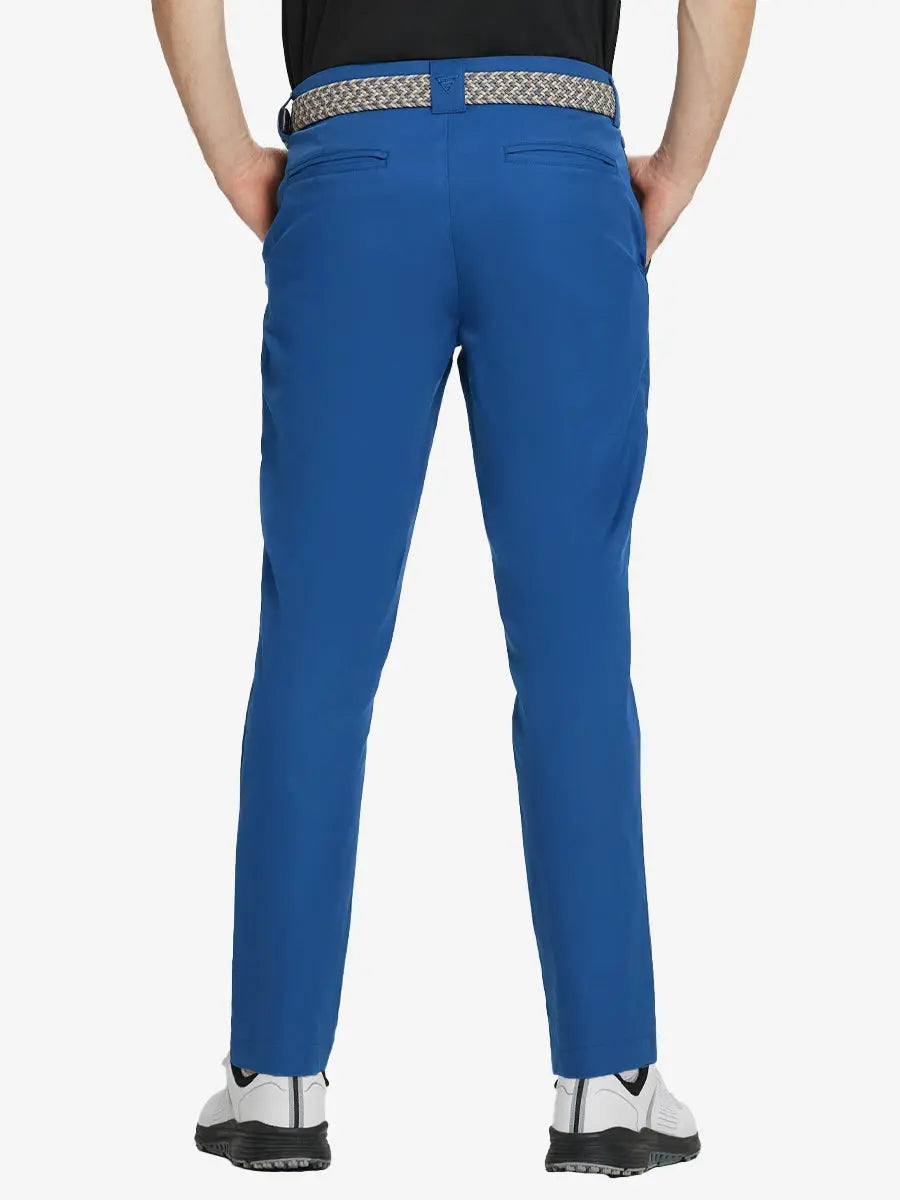 COBALT Water Resistant Everyday Pants back view, model's lower body with both hands in pockets