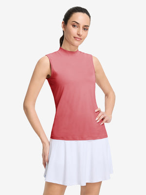 Women's Moisture-Wicking Mock Neck Sleeveless Golf Tops
