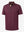 3D render of the burgundy geometric 4 way stretch print collared polo shirt, displaying the garment structure and design clearly
