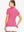 Back-side half-body shot of model in ROSE Women's Performance Solid Polo, looking over shoulder