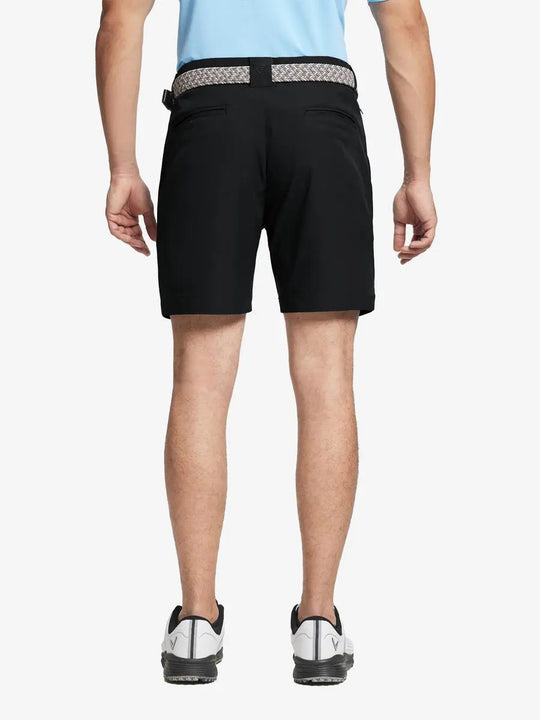 Back view of MAELREG Black golf shorts – lightweight and water resistant