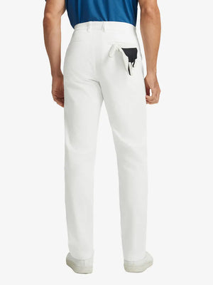 Back pocket detail of Water Repellent 8 Pockets Pants in WHITE，showcasing pocket functionality.