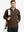 Model wearing coffee brown lightweight casual fleece jacket with 5 pockets, hand in pocket, tennis bag