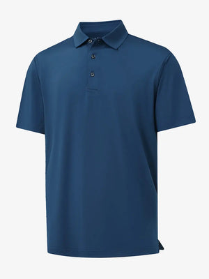 3D view of Everyday Solid Jersey Polo in BLUE, highlighting sharp design and tailored fit.