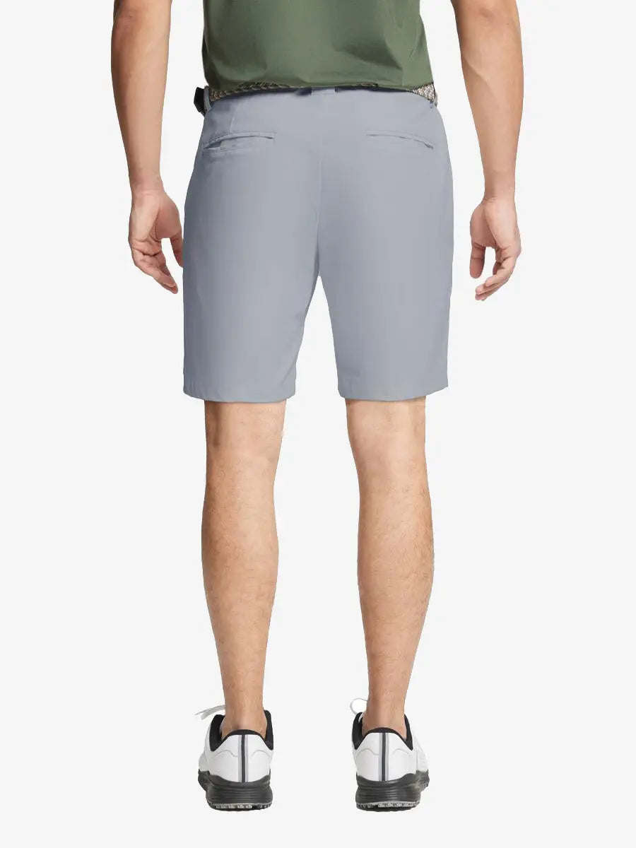 Back profile of Glacier Grey shorts – MAELREG breathable golfwear design