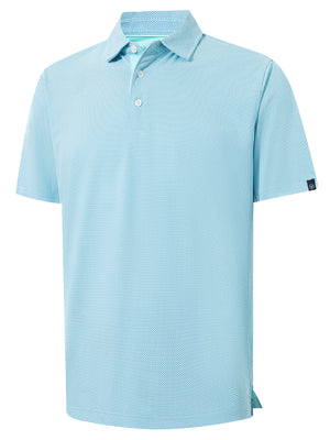 3d rendering of the aqua feather weight jacquard polo shirts, displaying the texture and silhouette clearly