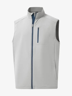 3D view of the silver gray windproof golf vest, showcasing its sleek look and practical features.