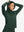 Model holding hoodie cap with both hands, wearing women's lightweight hoodies pullover in forest green.