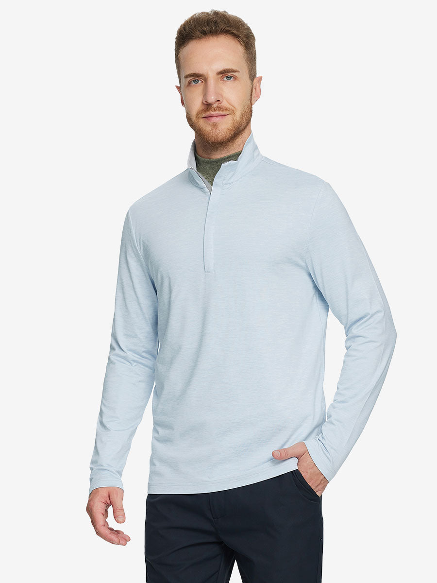 Heather Pinstripe Brushed Dry Fit Quarter Zip Pullover
