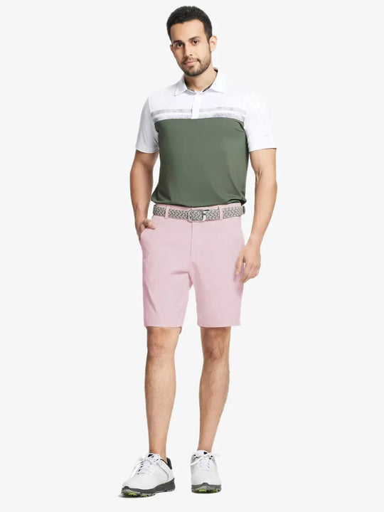 Full-body pose in Pink shorts – relaxed fit, 9 Inch inseam