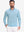 Front upper body shot of model wearing misty blue featherweight midlayer quarter zip pullover