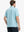Back half-body view of model wearing ICED AQUA STRIPE Stylish Performance Golf Polo