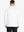 Back waist-up shot of model wearing white moisture wicking quarter zip pullover