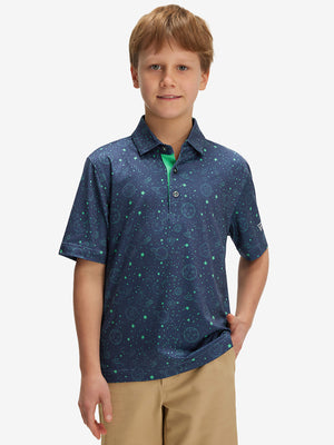 Youth Print Stretch Lightweight Polo Shirts