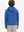 Back upper body view of model wearing youth full print stylish hoodies pullover, blue molecular structure.