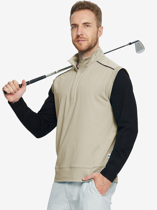 Stretch Solid Fleece Quarter-Zip Vest