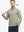 Half-body front view of model holding golf club in Pinstripe Quarter Zip Pullover – DARK KHAKI MELANGE