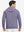 Back upper view of model in warm fleece golf hoodies pullover purple.