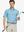 Front half-body golf pose wearing Sky Blue White Yarn Dyed Stripe Polo