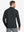 Back angle of Men’s Mock Turtleneck Shirt in Black, model turns head slightly with ease.