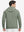 Back upper view of model in warm fleece golf hoodies pullover green.