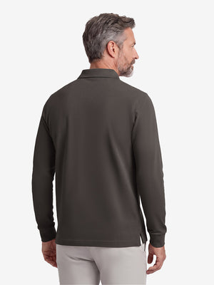 Solid Cotton Blend Collared Long Sleeve Polo