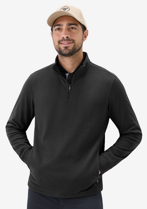 Heather Brushed Rib Knit Quarter Zip with 2 Pockets