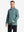 Half-body front shot, model holding golf club in DARK GREEN MELANGE Moisture Wicking Quarter Zip Pullover.