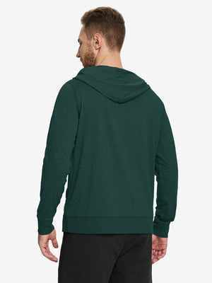Back view of the Athletic Golf Hoodie in Brick Heather, model turns head slightly for a casual look.