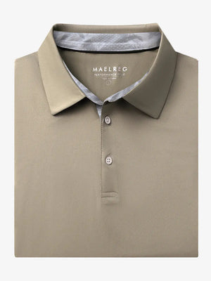 Folded Dark Khaki Everyday Classic Solid Polo neatly laid out for display