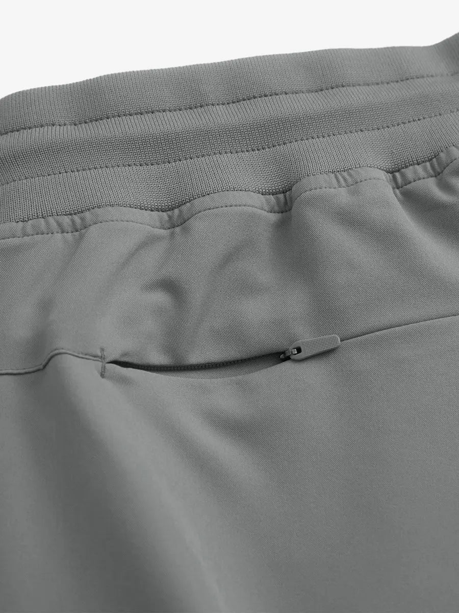 NEUTRAL GREY 9 Inch Performance Active Shorts back single button pocket detail
