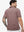 Back half-body view of model in WINE RED STRIPE Performance Yarn Dye Striped Polo