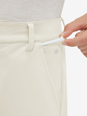Boys Stretch Fleece Lined Casual Golf Pants in beige, close-up pocket detail