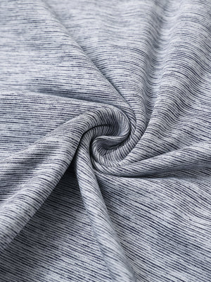 Navy heather pinstripe brushed fabric detail of dry fit quarter zip golf pullover